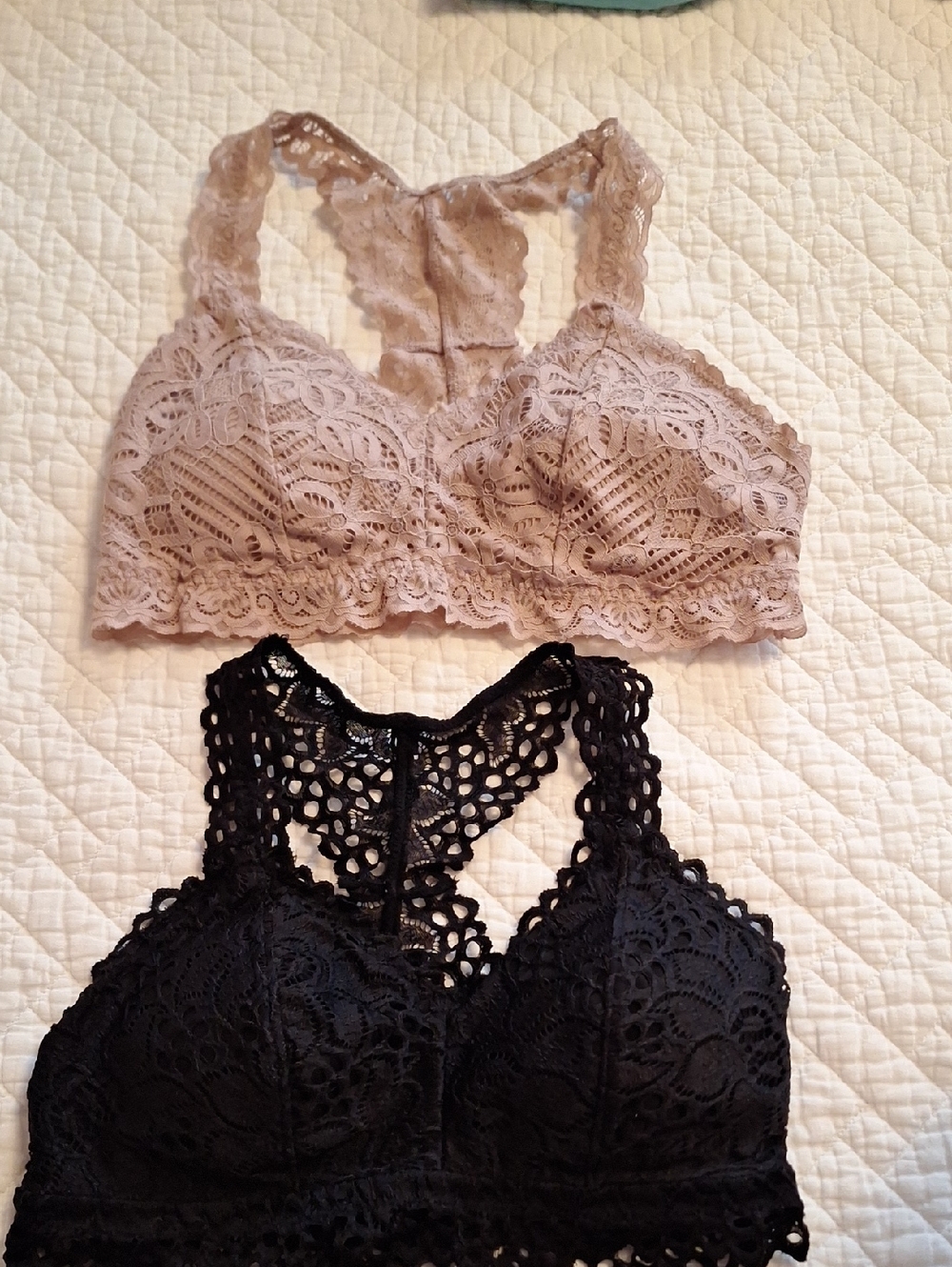 Maurices Lace Racerback Bralettes - Black & Light Taupe